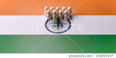 Wooden figurines as a concept for human resources, recruiting team members. Wooden figurines 138093547