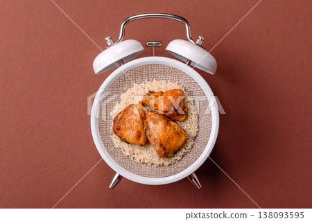 Kabsa or haneeth, an Arabic dish with rice and chicken, salt, and spices. Kabsa or haneeth 138093595