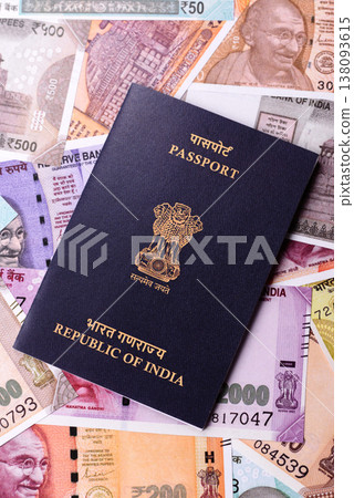 Indian passport, a document for travel, leisure, and work. Passport of India Indian passport, a document for travel, leisure, and work. Passport of India 138093615