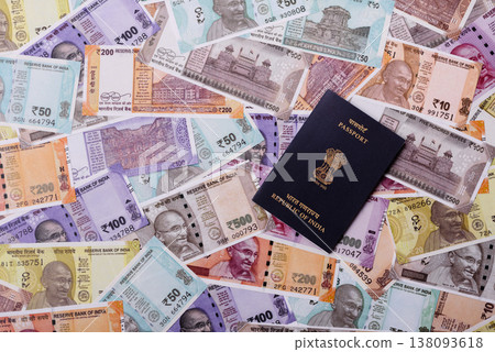 Indian passport, a document for travel, leisure, and work. Passport of India Indian passport, a document for travel, leisure, and work. Passport of India 138093618
