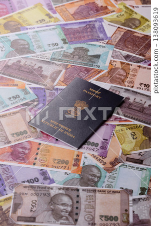 Indian passport, a document for travel, leisure, and work. Passport of India Indian passport, a document for travel, leisure, and work. Passport of India 138093619