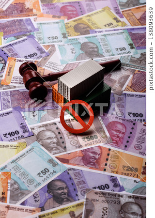 The cargo container ban on the Indian money as a conceptual backdrop. The cargo container embargo The cargo container ban on the Indian money as a conceptual backdrop. The cargo container embargo 138093639