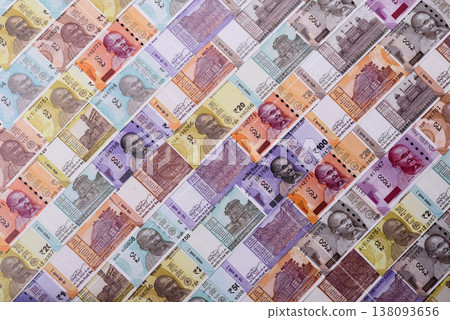 Indian paper currency, rupees, for financial transactions and exchange. Indian rupee currency Indian paper currency, rupees, for financial transactions and exchange. Indian rupee currency 138093656