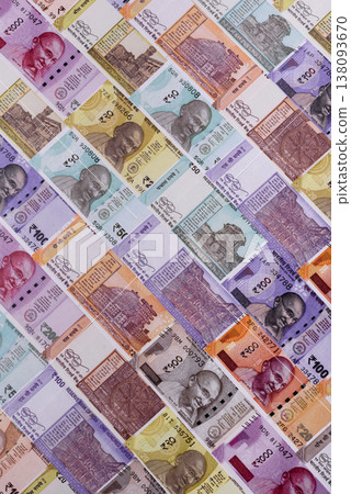 Indian paper currency, rupees, for financial transactions and exchange. Indian rupee currency Indian paper currency, rupees, for financial transactions and exchange. Indian rupee currency 138093670