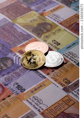 A conceptual financial background, Bitcoin against the Rupee. Bitcoin on the Indian currency 138093675