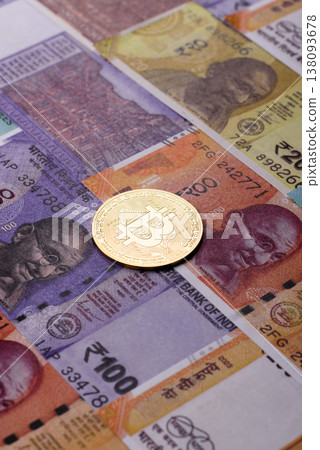 A conceptual financial background, Bitcoin against the Rupee. Bitcoin on the Indian currency 138093678