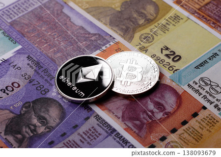 A conceptual financial background, ethereum against the Rupee. ethereum on the Indian currency 138093679