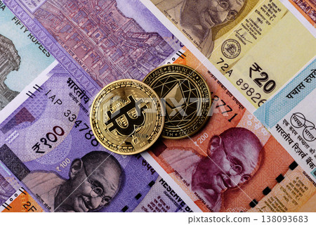 A conceptual financial background, Bitcoin against the Rupee. Bitcoin on the Indian currency 138093683