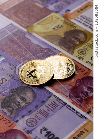 A conceptual financial background, Bitcoin against the Rupee. Bitcoin on the Indian currency 138093684