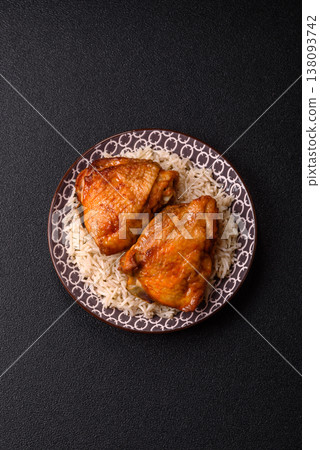 Kabsa or haneeth, an Arabic dish with rice and chicken, salt, and spices. Kabsa or haneeth Kabsa or haneeth, an Arabic dish with rice and chicken, salt, and spices. Kabsa or haneeth 138093742