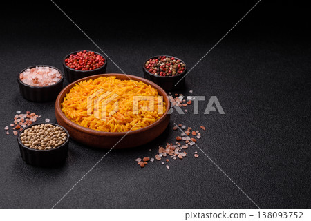 Kabsa or haneeth, an Arabic dish with rice and chicken, salt, and spices. Kabsa or haneeth Kabsa or haneeth, an Arabic dish with rice and chicken, salt, and spices. Kabsa or haneeth 138093752