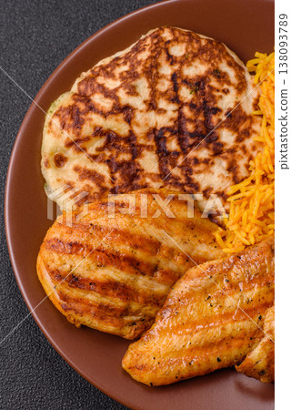 Dajaj Mashwi, an Arabic dish with rice and chicken, salt, and spices. Dajaj Mashwi as a background 138093789