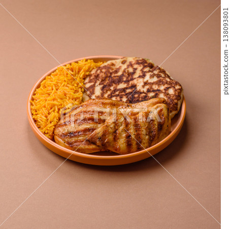 Dajaj Mashwi, an Arabic dish with rice and chicken, salt, and spices. Dajaj Mashwi as a background 138093801