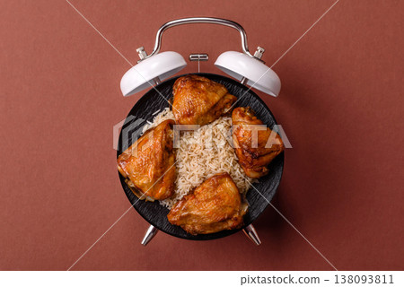 Kabsa or haneeth, an Arabic dish with rice and chicken, salt, and spices. Kabsa or haneeth 138093811