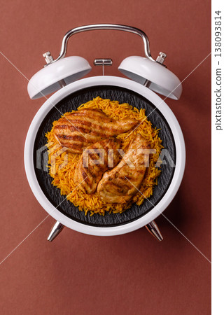 Kabsa or haneeth, an Arabic dish with rice and chicken, salt, and spices. Kabsa or haneeth Kabsa or haneeth, an Arabic dish with rice and chicken, salt, and spices. Kabsa or haneeth 138093814