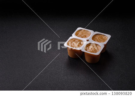 Apple sweet sauce, baby food, canned ingredient for desserts. Apple sauce 138093820