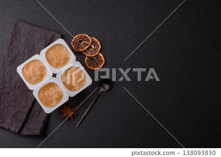 Apple sweet sauce, baby food, canned ingredient for desserts. Apple sauce Apple sweet sauce, baby food, canned ingredient for desserts. Apple sauce 138093830