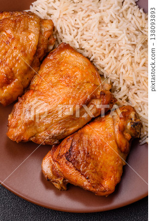 Kabsa or haneeth, an Arabic dish with rice and chicken, salt, and spices. Kabsa or haneeth Kabsa or haneeth, an Arabic dish with rice and chicken, salt, and spices. Kabsa or haneeth 138093893