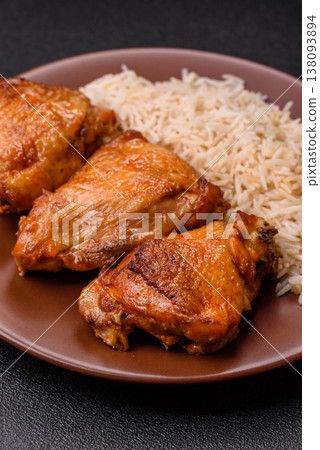 Kabsa or haneeth, an Arabic dish with rice and chicken, salt, and spices. Kabsa or haneeth Kabsa or haneeth, an Arabic dish with rice and chicken, salt, and spices. Kabsa or haneeth 138093894