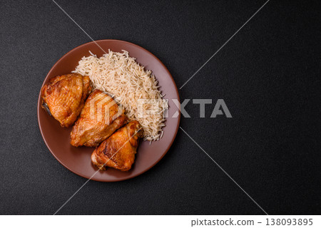 Kabsa or haneeth, an Arabic dish with rice and chicken, salt, and spices. Kabsa or haneeth 138093895
