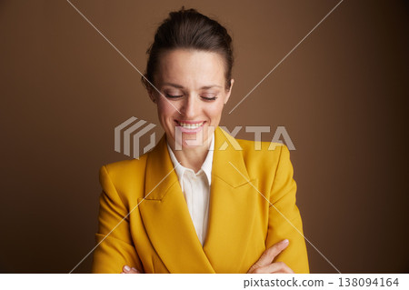 Calm Businesswoman Smiling with Eyes Closed and Crossed Arms Calm Businesswoman Smiling with Eyes Closed and Crossed Arms 138094164