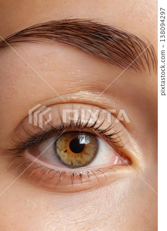Female brown eye close up with natural light Female brown eye close up with natural light 138094297