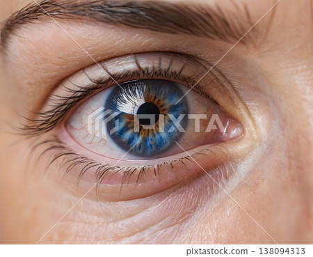 Female blue eye close up with natural light Female blue eye close up with natural light 138094313