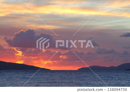 Seaside town of Turgutreis and spectacular sunsets. Bodrum, Turkey. Seaside town of Turgutreis and spectacular sunsets. Bodrum, Turkey. 138094730