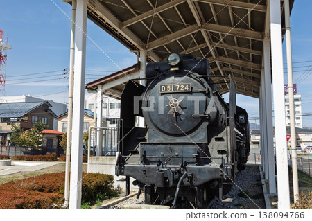 Steam locomotive D51 724 at the children's park in front of the station in Shibukawa City, Gunma Prefecture. 138094766