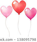 Red and pink heart-shaped balloons - cute watercolor illustration 138095798