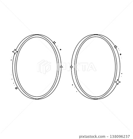 Design featuring two empty oval frames with decorative elements for creative projects or artwork 138096237