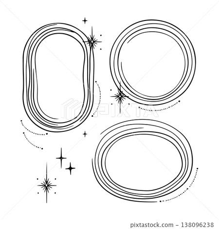 Creative abstract design featuring three outlines with star-like accents for artistic projects or craft ideas 138096238