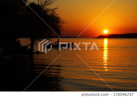 sunset at the lake 138096297