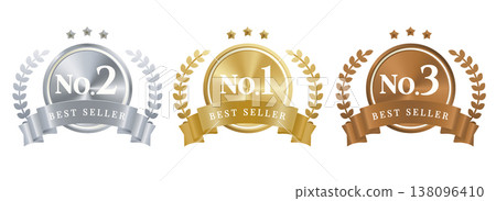 金、銀、銅等級徽章套裝：1號、2號、3號、暢銷書獎章瑤帶 138096410