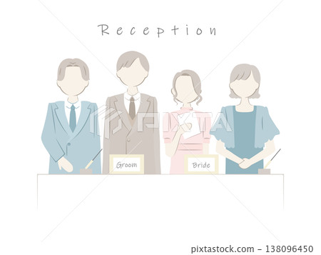 婚禮招待會上四個人(兩男兩女)的插圖(手繪風格,柔和色彩,婚禮主題) 婚禮招待會上四個人(兩男兩女)的插圖(手繪風格,柔和色彩,婚禮主題) 138096450