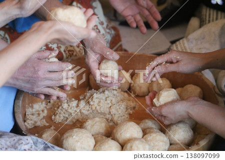 A woman making miso A woman making miso 138097099