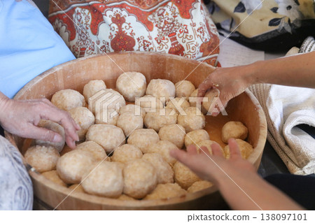 A woman making miso A woman making miso 138097101