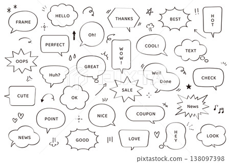 Speech bubble set, illustration, simple, speech bubble, material, decoration, frame, embellishment, vector, border 138097398