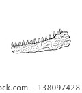 Fossilized jawbone of a carnivorous dinosaur (monochrome) 138097428