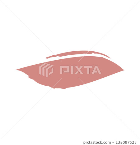 A single cosmetic swatch of a soft blush tone liquid lipstick. This smooth, isolated application shows the neutral color and matte texture. A single cosmetic swatch of a soft blush tone liquid lipstick. This smooth, isolated application shows the neutral color and matte texture. 138097525