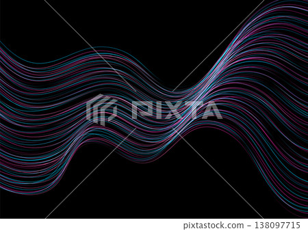 Blue and purple flowing linear waves abstract futuristic tech background 138097715