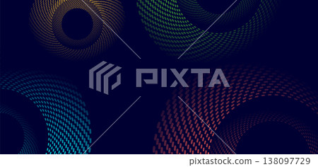 Colorful circular and spiral dotted lines abstract tech geometric background Colorful circular and spiral dotted lines abstract tech geometric background 138097729