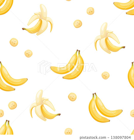 Banana seamless pattern with whole and peeled fruit vector Banana seamless pattern with whole and peeled fruit vector 138097804