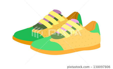 Velcro sneaker shoe flat pair. Comfortable easy on sport footwear for city walk, playground, modern casual style man Velcro sneaker shoe flat pair. Comfortable easy on sport footwear for city walk, playground, modern casual style man 138097806