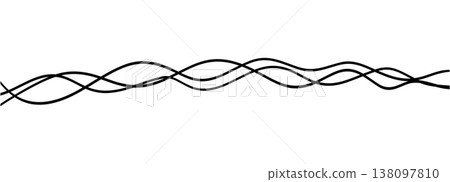 Set of parallel wavy lines like soft cables. Thick flowing stripes create horizontal wave rhythm for abstract headers, Set of parallel wavy lines like soft cables. Thick flowing stripes create horizontal wave rhythm for abstract headers, 138097810
