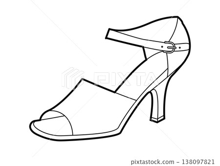 Ankle strap sandal women heel single line. Open toe dress footwear for party, reception, dance night, cocktail look 138097821