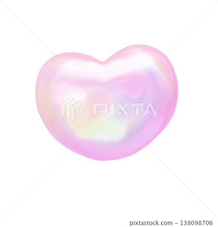 Dreamy and cute 3D pearl heart, puffy holographic opal texture decorative material Dreamy and cute 3D pearl heart, puffy holographic opal texture decorative material 138098706