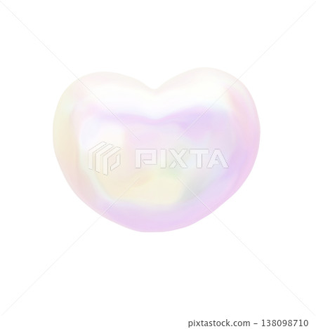 Dreamy and cute 3D pearl heart, puffy holographic opal texture decorative material 138098710