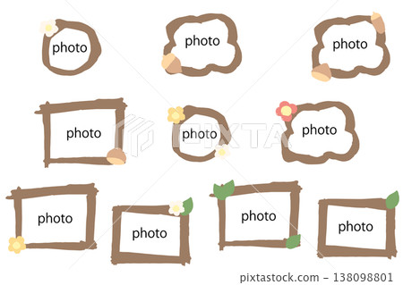 Plant-themed photo frame set | Simple and cute forest design (flowers, berries, leaves) Plant-themed photo frame set | Simple and cute forest design (flowers, berries, leaves) 138098801