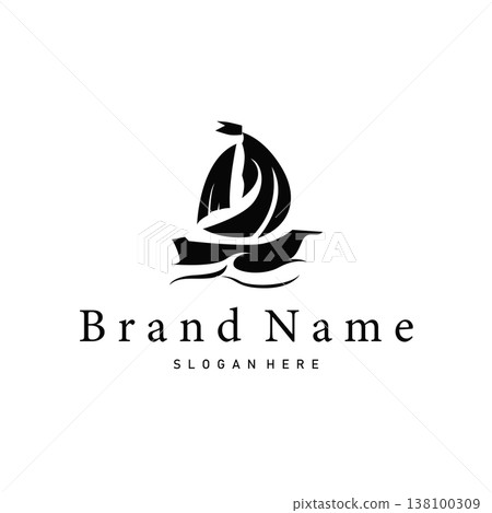 Fishing boat sailboat logo design for trust purposes in business trips or adventures 138100309